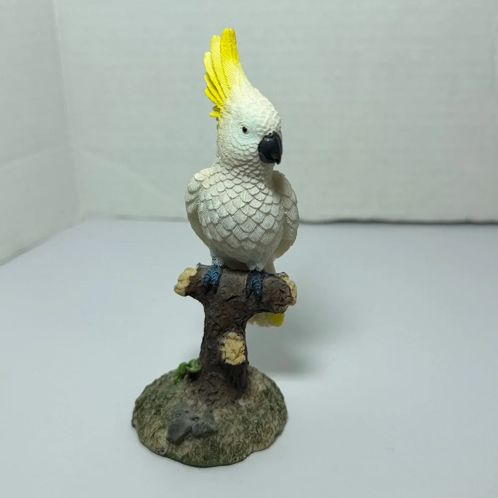 Charming Cockatoo Bird Figurine with Yellow Crest